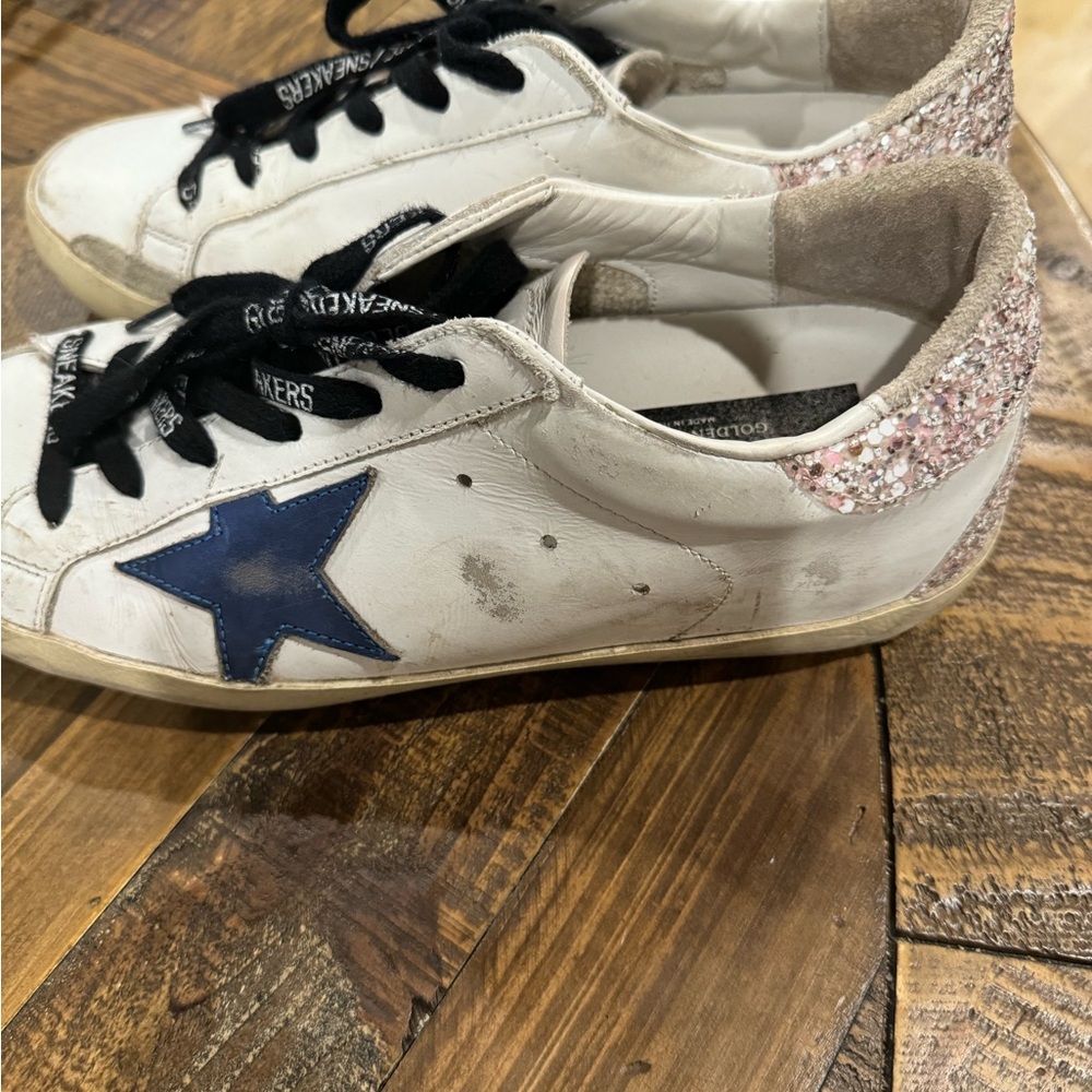 Golden Goose White and Blue Sneakers - Picture 4 of 5
